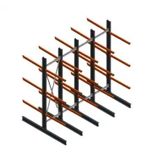 Voordeelrij zware draagarmstelling dubbelzijdig 4000x4091x1200mm (hxbxd) 3 niveaus
