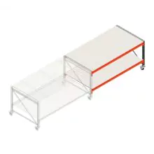 Mobiele werktafel grootvakstelling dubbellaags op wielen aanbouwsectie 1905x1000x930 mm (lxdxh) frames niet voorgemonteerd