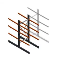 Zware draagarmstelling dubbelzijdig 3000x1200x1200mm (hxbxd) 3 niveaus beginsectie