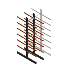 Zware draagarmstelling dubbelzijdig 5000x1000x1200 mm (hxbxd) 6 niveaus beginsectie