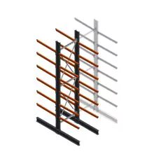 Zware draagarmstelling dubbelzijdig 5000x1200x1200mm (hxbxd) 6 niveaus beginsectie