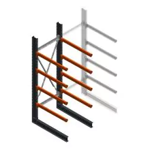 Zware draagarmstelling enkelzijdig 3000x1000x1200mm (hxbxd) 4 niveaus beginsectie