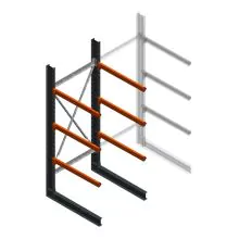 Zware draagarmstelling enkelzijdig 3000x1200x1200mm (hxbxd) 3 niveaus beginsectie