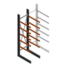 Zware draagarmstelling enkelzijdig 4000x1000x1200mm (hxbxd) 5 niveaus beginsectie