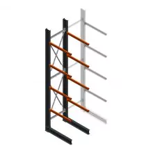 Zware draagarmstelling enkelzijdig 5000x1000x1200 mm (hxbxd) 4 niveaus beginsectie