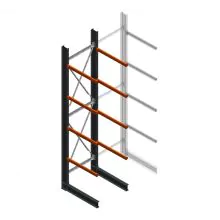 Zware draagarmstelling enkelzijdig 5000x1200x1200 mm (hxbxd) 4 niveaus beginsectie