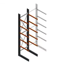 Zware draagarmstelling enkelzijdig 5000x1200x1200mm (hxbxd) 5 niveaus beginsectie