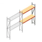 Grootvakstelling AR 2500x1850x400 mm (hxbxd) 2 niveaus verzinkt aanbouwsectie met voorgemonteerde frames