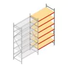Grootvakstelling AR 3000x1610x900 mm (hxbxd) 6 niveaus verzinkt aanbouwsectie met voorgemonteerde frames