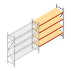 Grootvakstelling AR 2500x2010x600 mm (hxbxd) 4 niveaus verzinkt aanbouwsectie met voorgemonteerde frames