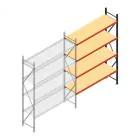 Grootvakstelling AR 3000x2010x600 mm (hxbxd) 4 niveaus verzinkt aanbouwsectie met voorgemonteerde frames