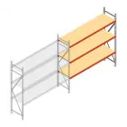 Grootvakstelling AR 2500x2700x600 mm (hxbxd) 3 niveaus verzinkt aanbouwsectie met voorgemonteerde frames