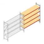 Grootvakstelling AR 2500x2700x600 mm (hxbxd) 4 niveaus verzinkt aanbouwsectie met voorgemonteerde frames