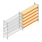 Grootvakstelling AR 2500x2700x600 mm (hxbxd) 5 niveaus verzinkt aanbouwsectie met voorgemonteerde frames