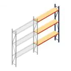 Grootvakstelling AR 3000x1850x400 mm (hxbxd) 3 niveaus blauw aanbouwsectie met voorgemonteerde frames