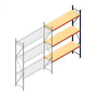 Grootvakstelling AR 3000x1850x600 mm (hxbxd) 3 niveaus blauw aanbouwsectie