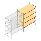 Grootvakstelling AR 3000x2700x1200 mm (hxbxd) 4 niveaus blauw aanbouwsectie met voorgemonteerde frames