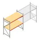 Grootvakstelling AR 2500x2250x1000 mm (hxbxd) 2 niveaus verzinkt beginsectie met voorgemonteerde frames