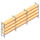 Voordeelrij grootvakstelling AR 2250x8300x600 mm (hxbxd) 4 niveaus met voorgemonteerde frames