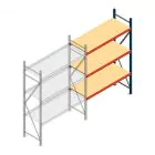 Grootvakstelling AR 2000x1610x600 mm (hxbxd) 3 niveaus blauw aanbouwsectie met voorgemonteerde frames