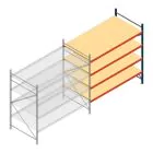 Grootvakstelling AR 2000x2700x1200 mm (hxbxd) 4 niveaus blauw aanbouwsectie met voorgemonteerde frames