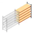 Grootvakstelling AR 2250x2700x800 mm (hxbxd) 5 niveaus verzinkt aanbouwsectie met voorgemonteerde frames