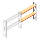 Grootvakstelling AR 2500x2700x400 mm (hxbxd) 2 niveaus verzinkt aanbouwsectie met voorgemonteerde frames