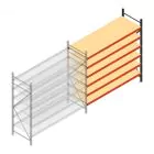 Grootvakstelling AR 2500x2700x800 mm (hxbxd) 6 niveaus verzinkt aanbouwsectie met voorgemonteerde frames