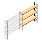 Grootvakstelling AR 2250x2250x400 mm (hxbxd) 3 niveaus blauw aanbouwsectie met voorgemonteerde frames