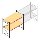 Grootvakstelling AR 2500x2700x1200 mm (hxbxd) 2 niveaus verzinkt beginsectie met voorgemonteerde frames