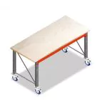 Mobiele werkbank, werktafel op wielen enkellaags 2150x950x940 mm (lxdxh) frames voorgemonteerd