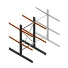 Zware draagarmstelling dubbelzijdig 3000x1500x1200mm (hxbxd) 2 niveaus beginsectie