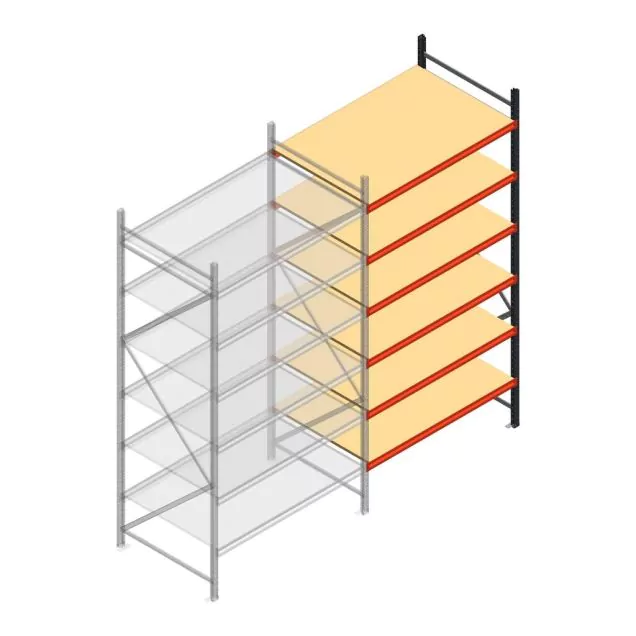 Grootvakstelling AR 3000x1610x900 mm (hxbxd) 6 niveaus antraciet aanbouwsectie