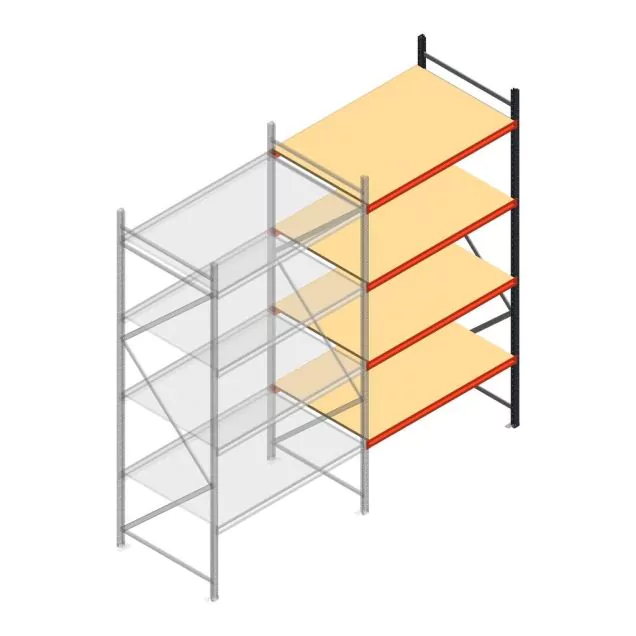 Grootvakstelling AR 3000x1610x1000 mm (hxbxd) 4 niveaus antraciet aanbouwsectie