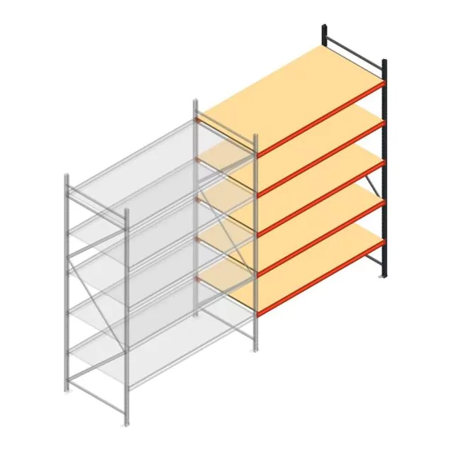 Grootvakstelling AR 3000x1850x900 mm (hxbxd) 5 niveaus antraciet aanbouwsectie met voorgemonteerde frames