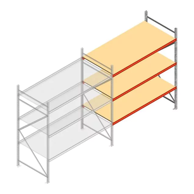 Grootvakstelling AR 2000x2250x1000 mm (hxbxd) 3 niveaus verzinkt aanbouwsectie