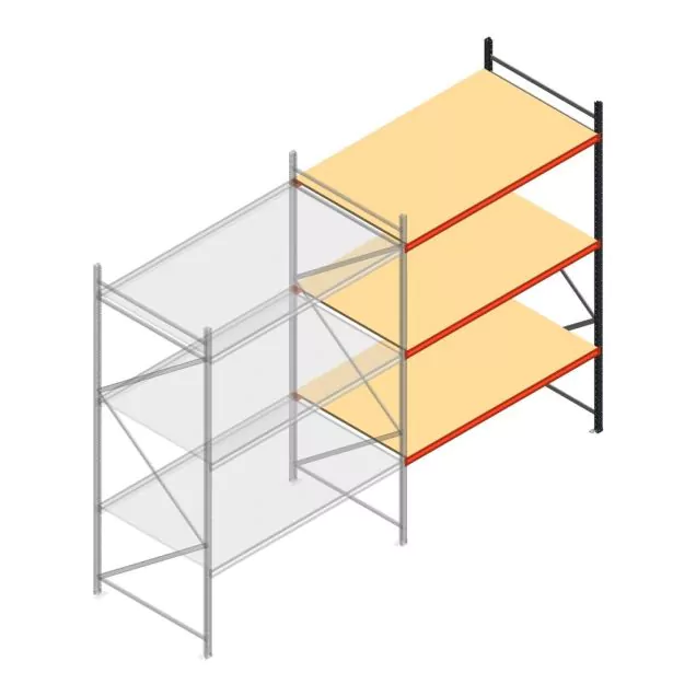 Grootvakstelling AR 3000x2010x1200 mm (hxbxd) 3 niveaus antraciet aanbouwsectie