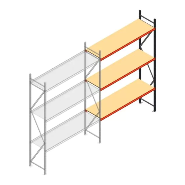 Grootvakstelling AR 3000x2250x600 mm (hxbxd) 3 niveaus antraciet aanbouwsectie met voorgemonteerde frames