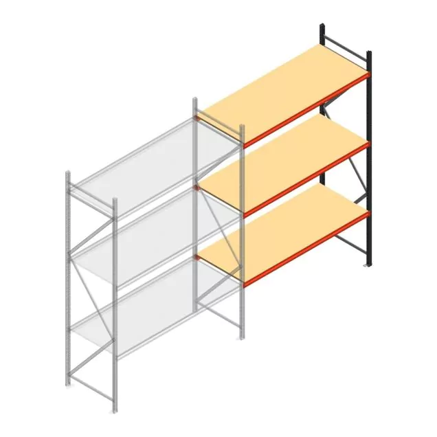 Grootvakstelling AR 3000x2250x800 mm (hxbxd) 3 niveaus antraciet aanbouwsectie met voorgemonteerde frames