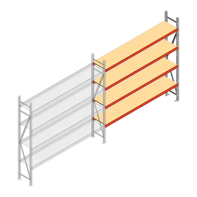Grootvakstelling AR 2500x2700x500 mm (hxbxd) 4 niveaus verzinkt aanbouwsectie