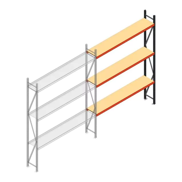 Grootvakstelling AR 3000x2700x400 mm (hxbxd) 3 niveaus antraciet aanbouwsectie