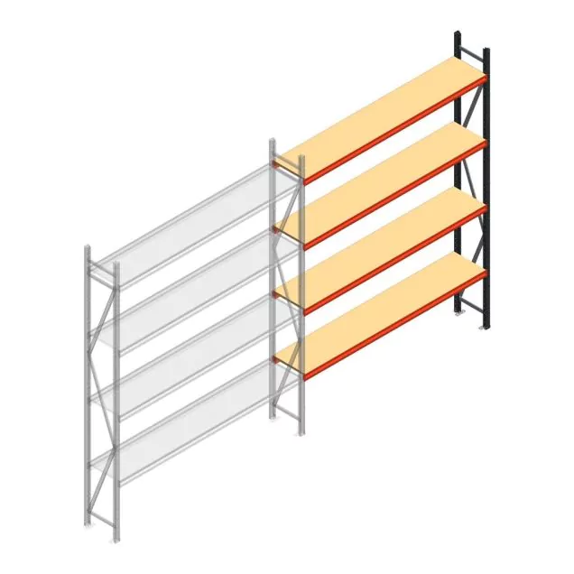 Grootvakstelling AR 3000x2700x400 mm (hxbxd) 4 niveaus antraciet aanbouwsectie