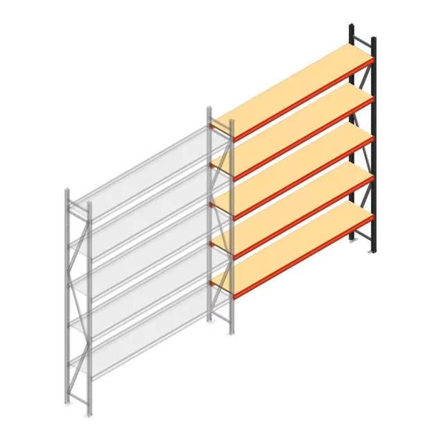 Grootvakstelling AR 3000x2700x400 mm (hxbxd) 5 niveaus antraciet aanbouwsectie