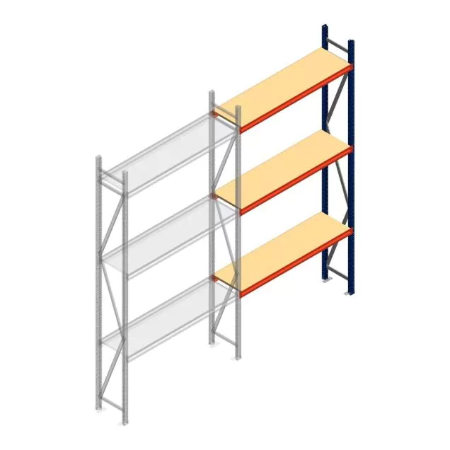 Grootvakstelling AR 3000x1610x400 mm (hxbxd) 3 niveaus blauw aanbouwsectie