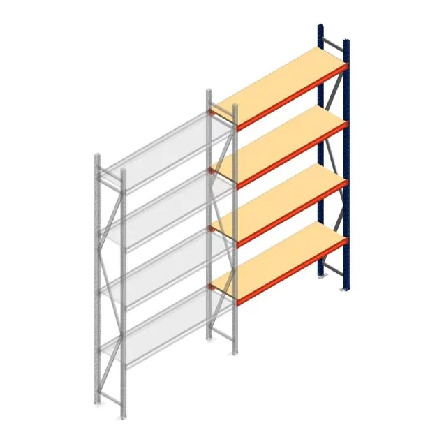Grootvakstelling AR 3000x1610x400 mm (hxbxd) 4 niveaus blauw aanbouwsectie