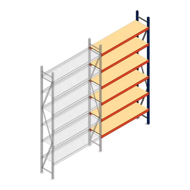 Grootvakstelling AR 3000x1610x400 mm (hxbxd) 6 niveaus blauw aanbouwsectie