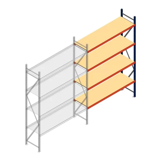 Grootvakstelling AR 3000x1850x600 mm (hxbxd) 4 niveaus blauw aanbouwsectie