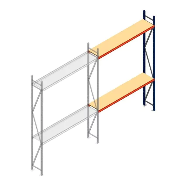 Grootvakstelling AR 3000x2010x400 mm (hxbxd) 2 niveaus blauw aanbouwsectie