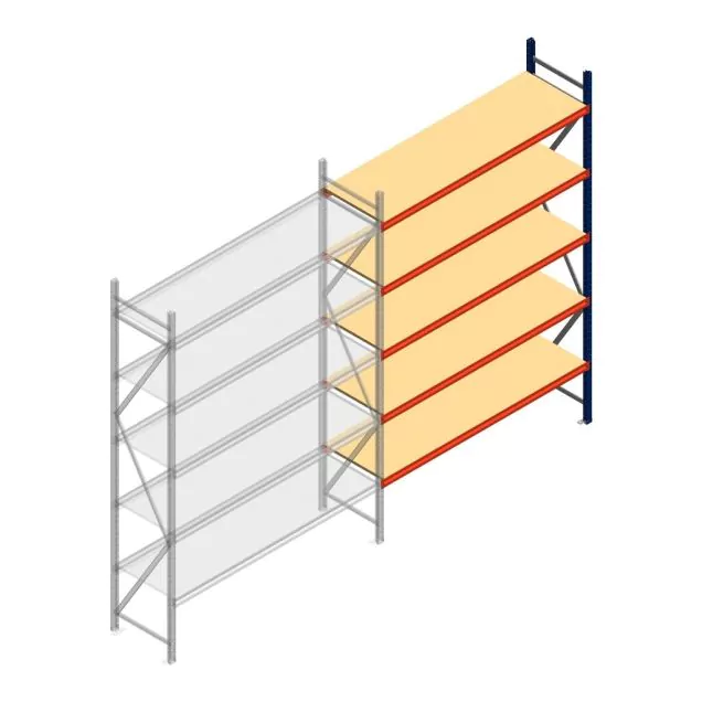 Grootvakstelling AR 3000x2250x600 mm (hxbxd) 5 niveaus blauw aanbouwsectie