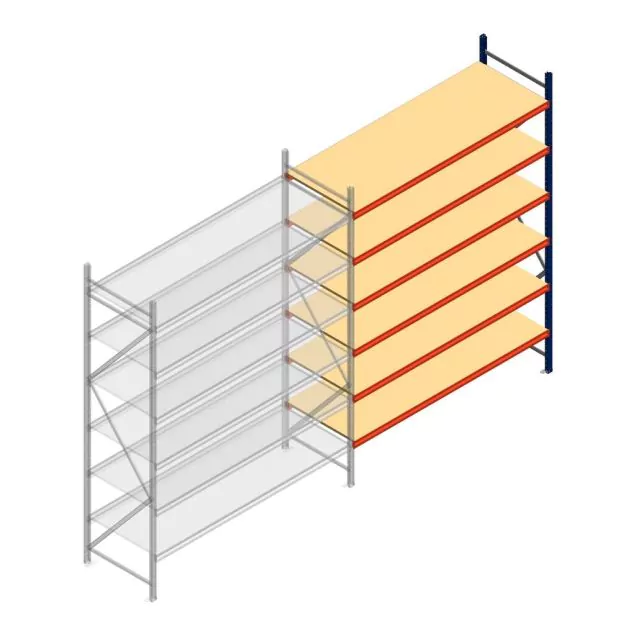 Grootvakstelling AR 3000x2700x800 mm (hxbxd) 6 niveaus blauw aanbouwsectie